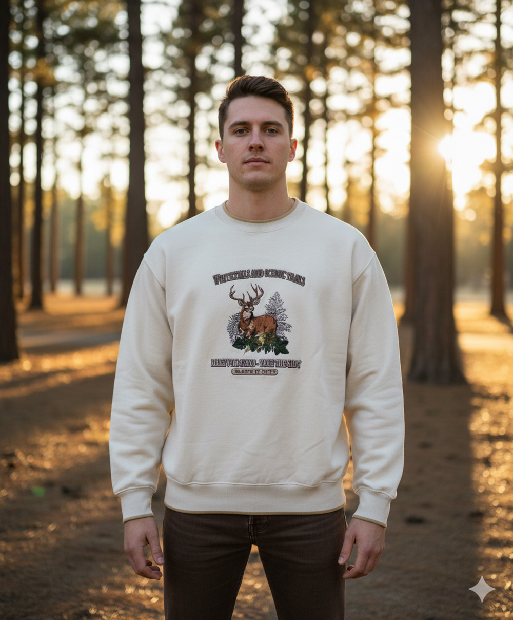 Vtg Outdoor Life, Embroidered Sweatshirt Gorpcore Americana Cabincore Retro Sz-L